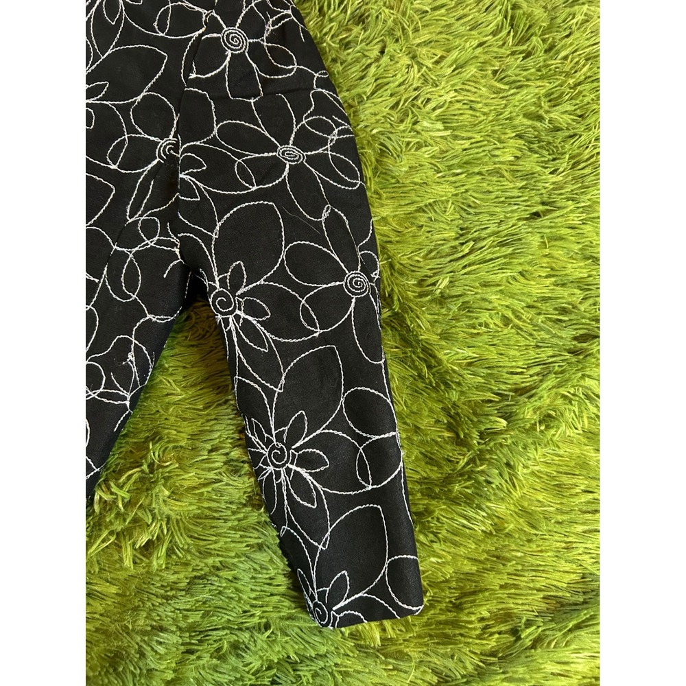 Liz Claiborne‎ Blazer Women 8P Black  Suit Jacket Pad Petite Floral Linen Blend - Picture 10 of 11